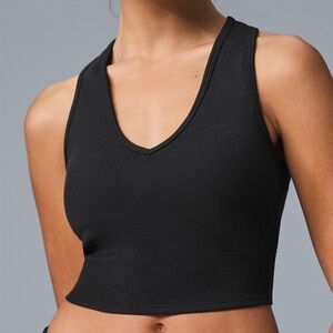 ALO Yoga Black Goddess Ribbed Racerback Tank